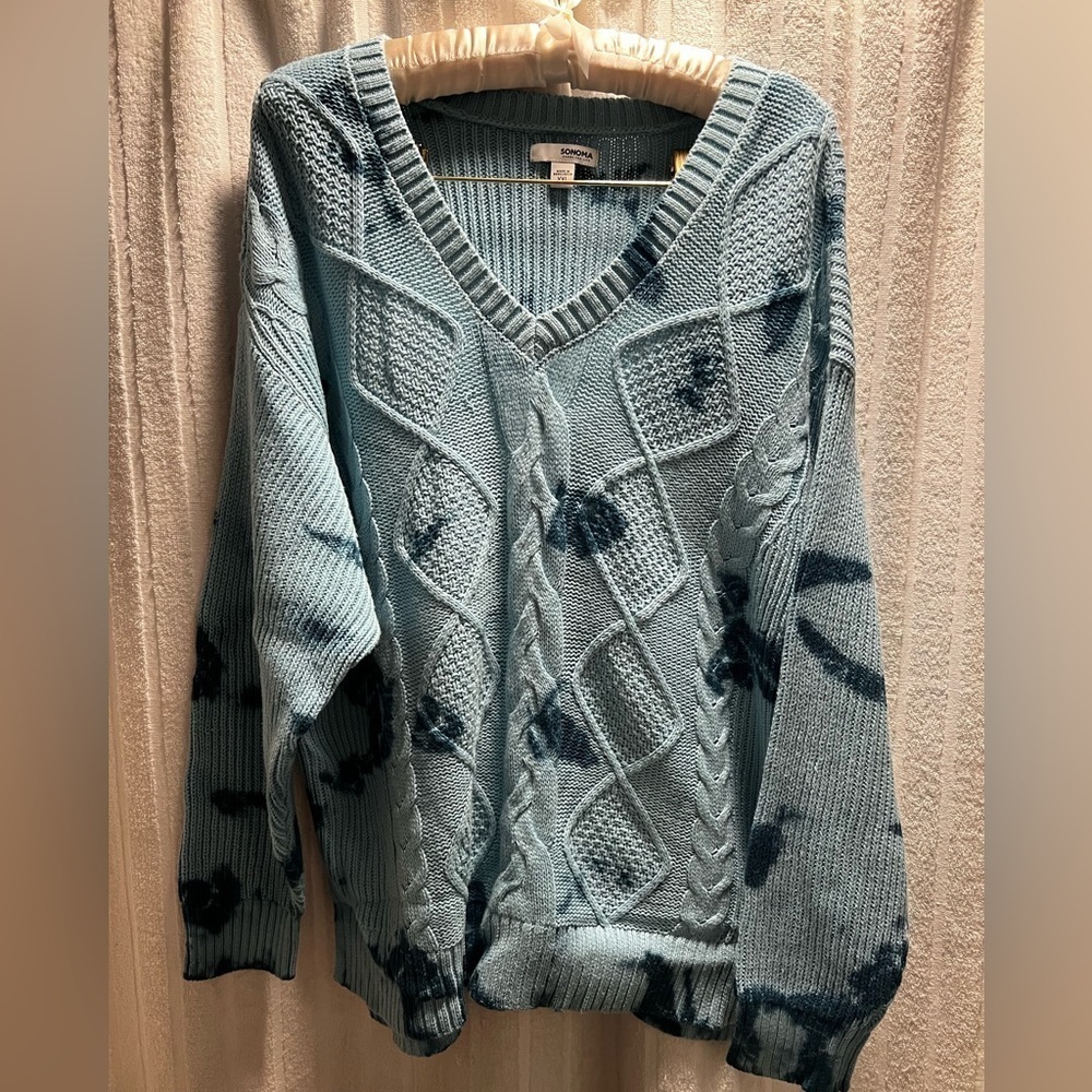 Sonoma tie-dye sweater in blues. Size XXL